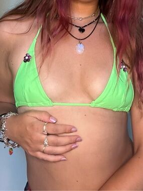Neon Green Triangle Bikini Top - Women's Swim